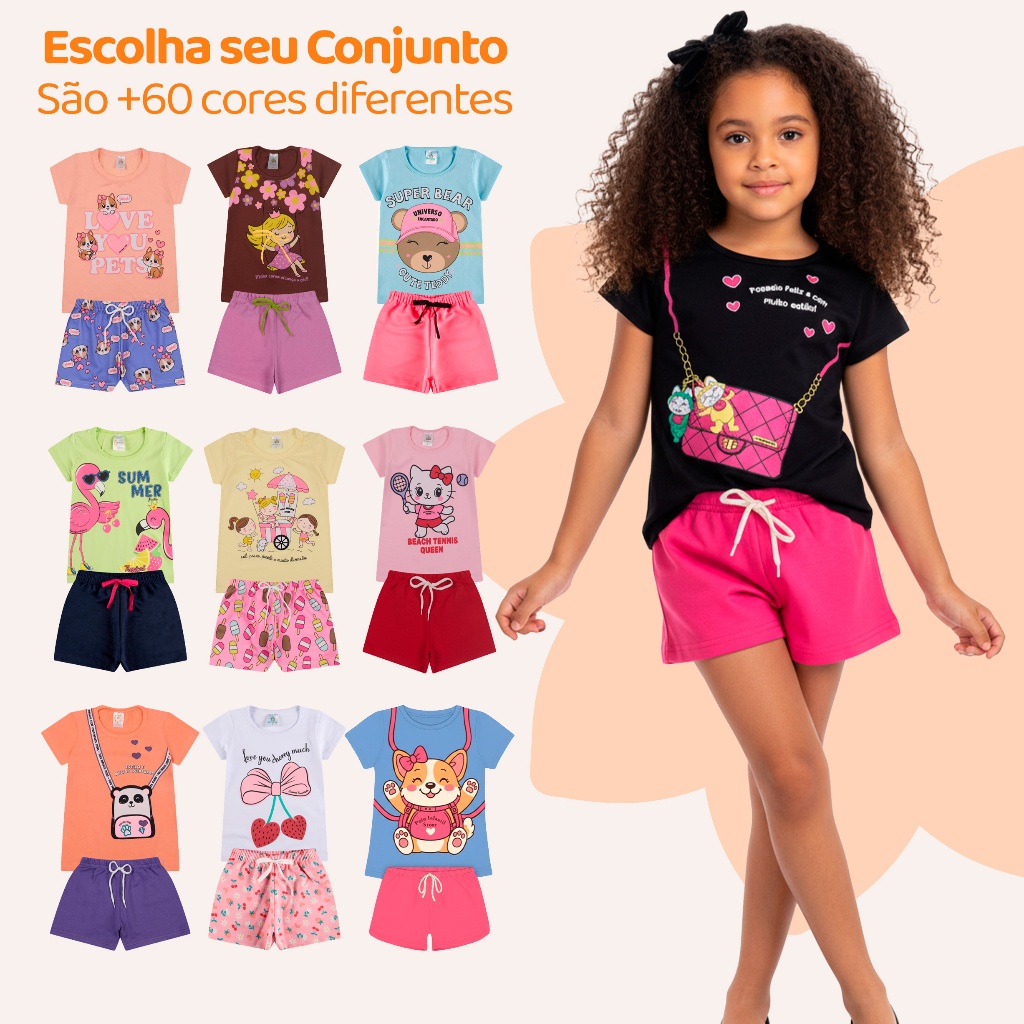 Kit Sortido 4, 10 ou 16  Peças de Roupas Infantil Menina Conjunto Verão  Infantil Menina Tamanho 1 ao 10 em Oferta na Shopee