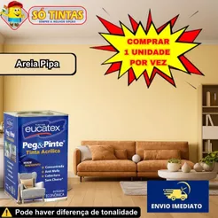 Tinta para Parede Pegue e Pinte Areia Pipa 18 Litros Acrílica Eucatex, Anti Mofo, Sem Cheiro