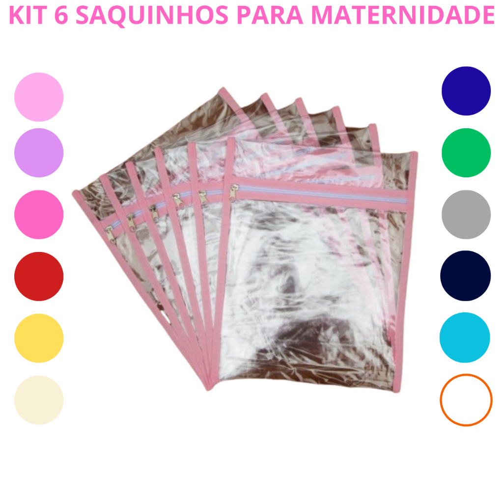 Kit 6 Saquinhos de Maternidade Bebê Organização Roupa RN Enxoval Hospital De Plástico