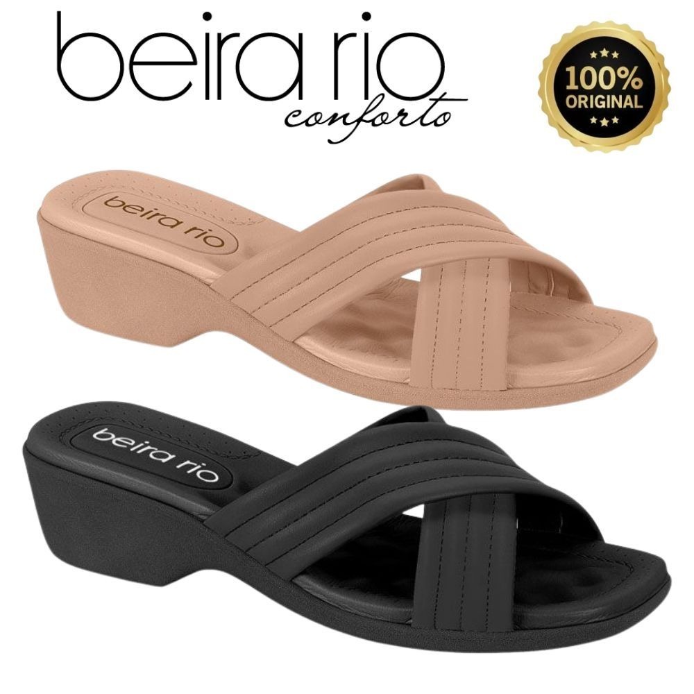 Tamanco Tiras Em X Beira Rio Strech 8527.101 em Oferta na Shopee