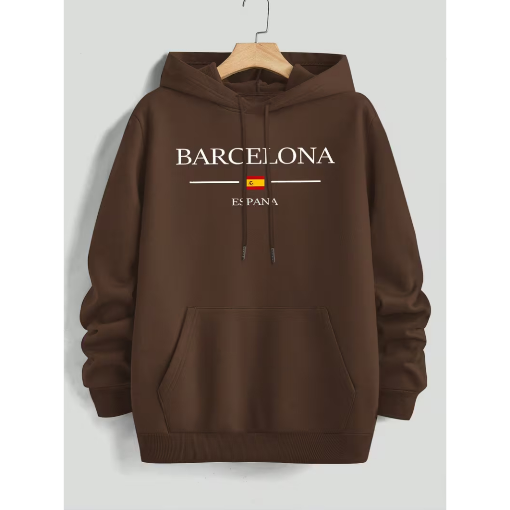 Blusa Moletom Streetwear Estilo Unico Unissex Em Algodão Barcelona Espanha