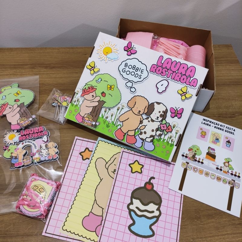 Kit Festa Papelaria Só um Bolinho Nome + Idade Todos os Temas Aniversário Mesversario Caixa Personalizada