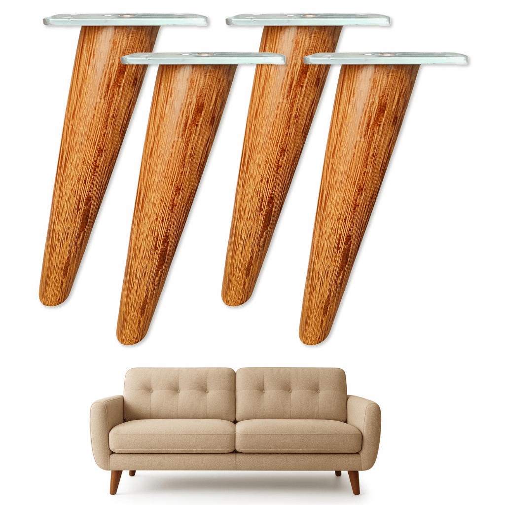 Pé Palito Retro 20cm REFORÇADO Base Metal Angelim - Kit 4pcs