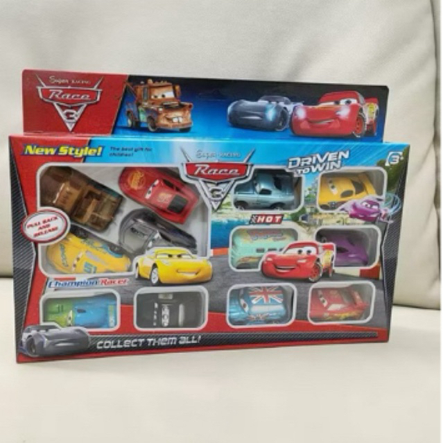 Carrinhos kit com 12 Carros Miniatura Disney Pixar Cars Relâmpago McQueen Plástico PVC Fricção Infantil carrinhos