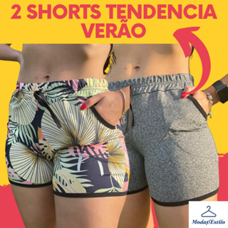 Kit 2 Shorts Femininos Plus Size Soltinhos Moda Verão com Bolsos Confortáveis em Oferta na Shopee