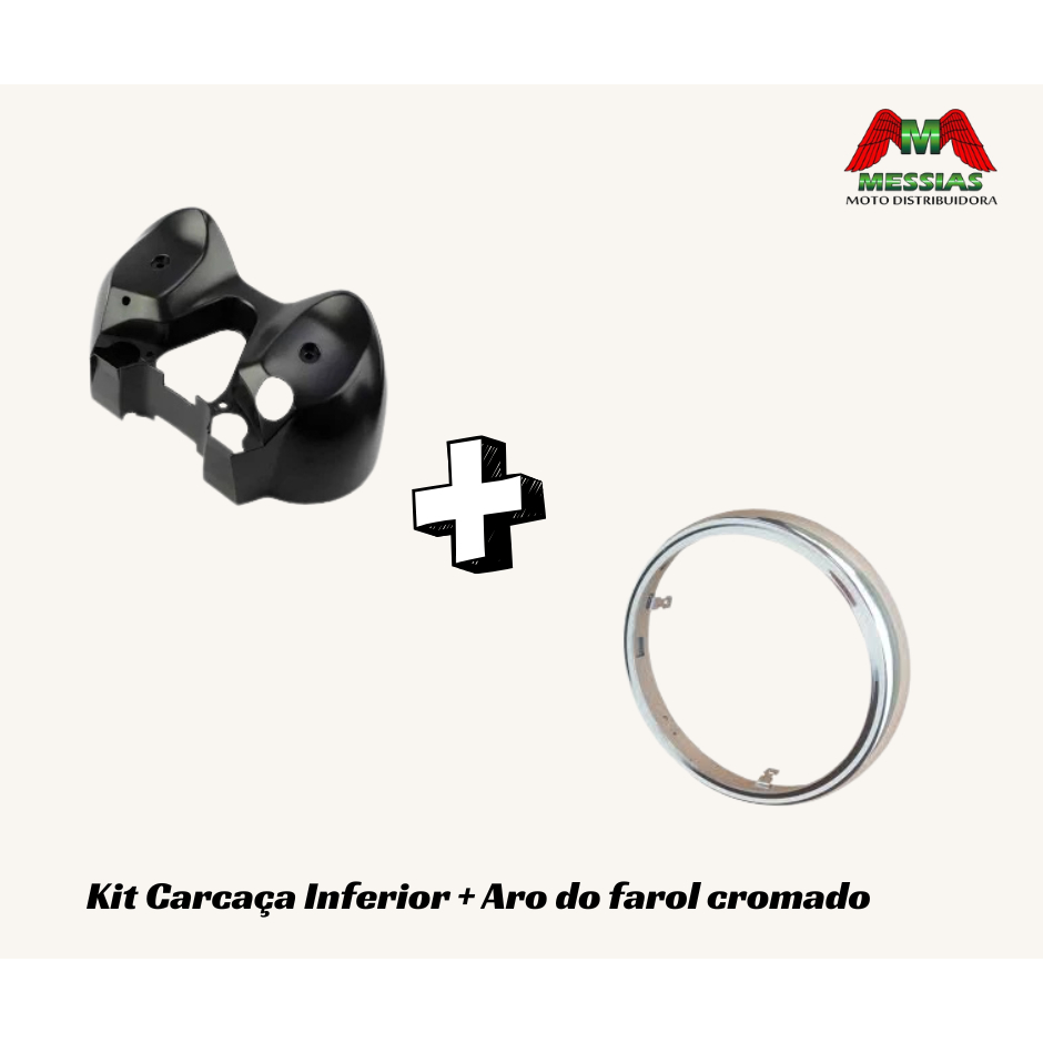 Kit Combo Carcaça Inferior Painel + Aro Farol Cromado Cg Titan 150 Ks Es 2004 - 08 Fan 150 2009 - 13