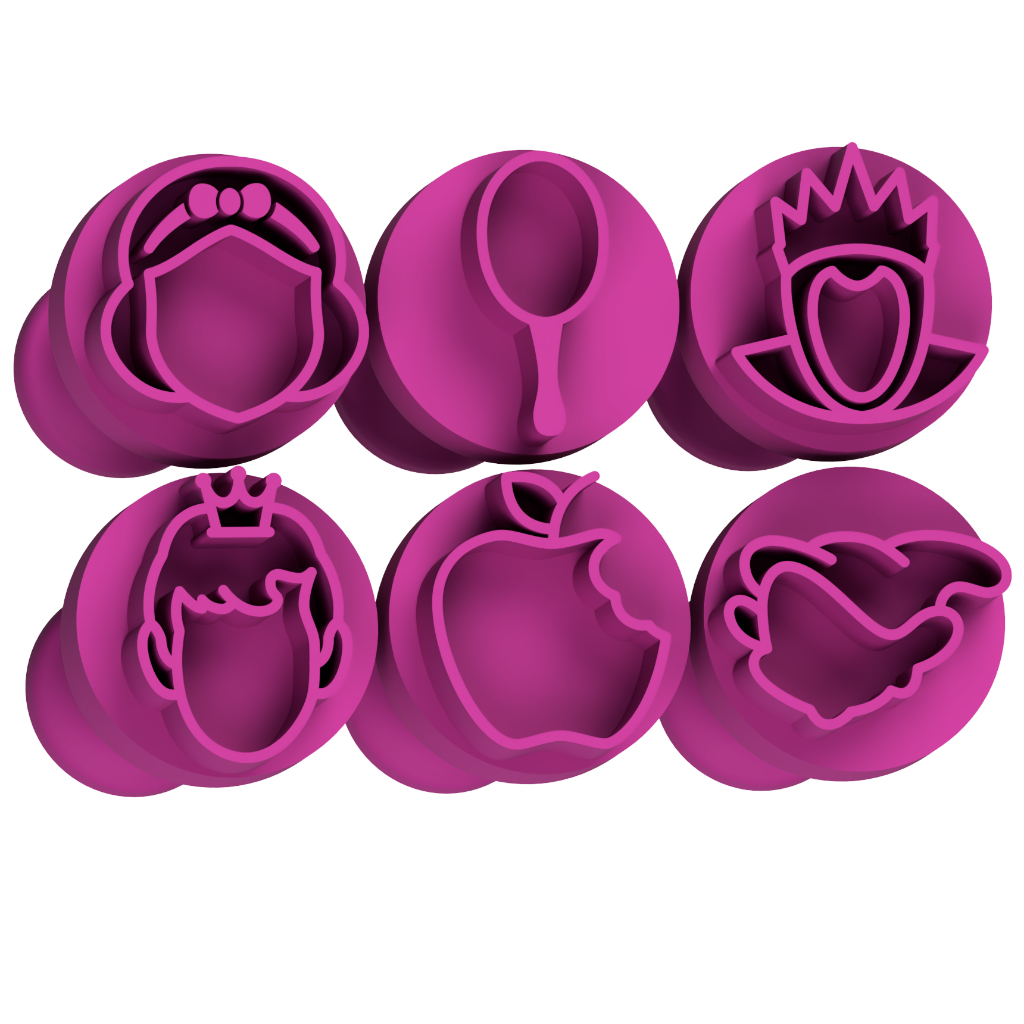 Kit 6 Carimbos Para Doces Branca de Neve Brigadeiros Confeitaria