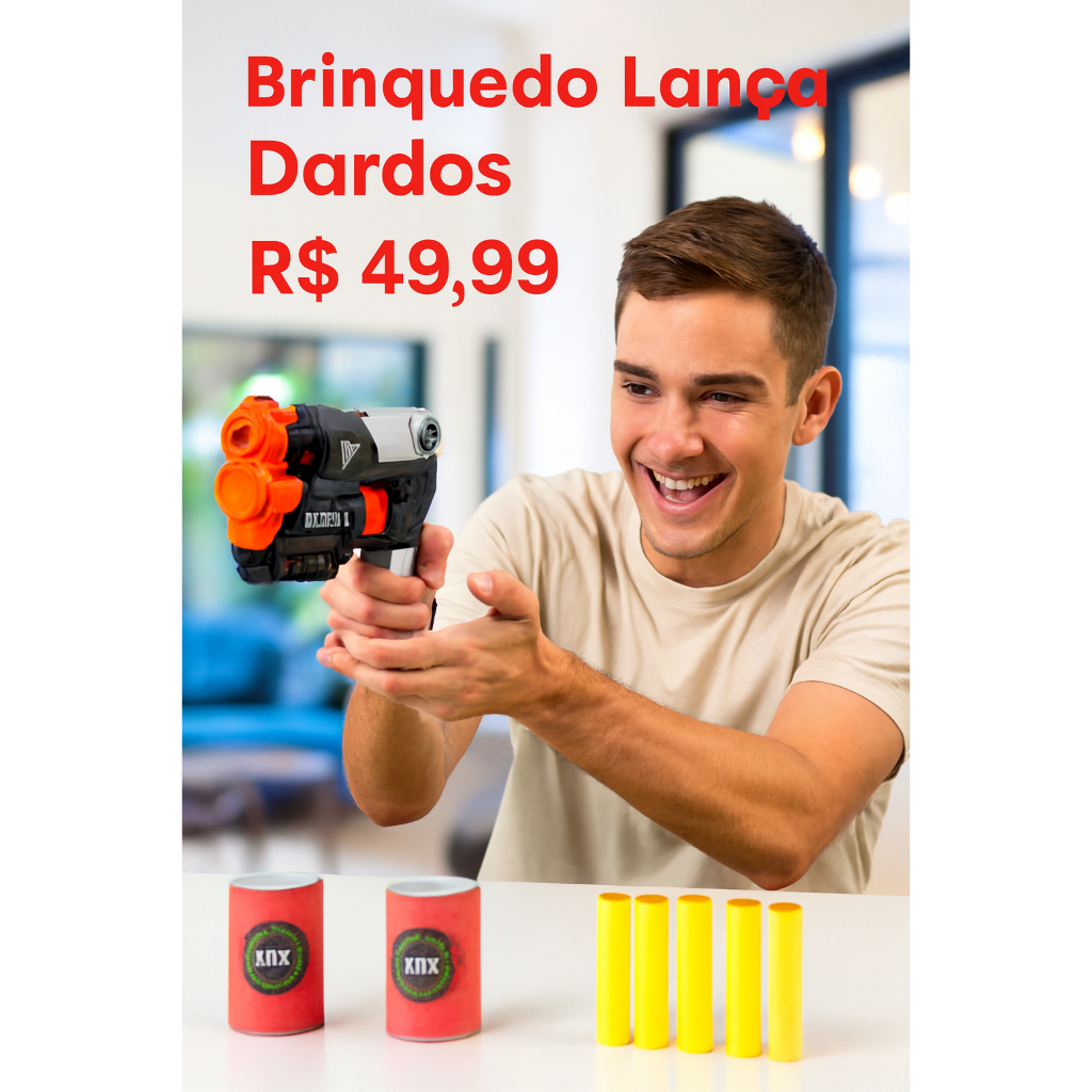 Brinquedo Lança Dardos Lançador de Dardos com Refil com 5 Dardos de Espuma Seguros  3 alvos