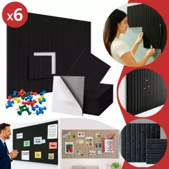 Kit 6 Placas Painel Quadro Aviso De Parede Decorativo Adesivo 90x60 Cortiça Foto Mural + Alfinetes