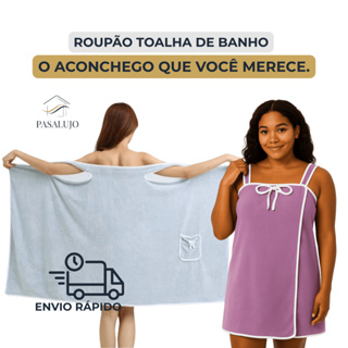 Toalha de Banho Roupão  Feminino Atoalhado Macio Secagem Rápida Alta Absorção Beach Spa Roupa de Banho em Oferta na Shopee