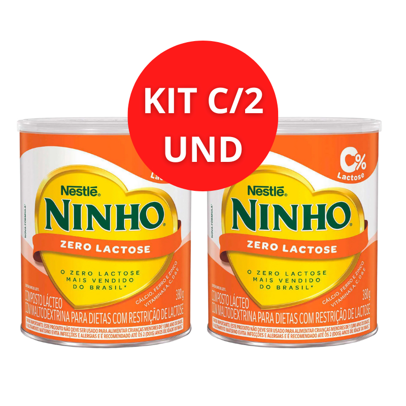 KIT C/2 Composto Lácteo Ninho Forti+ Zero Lactose Nestlé a partir de 1 ano 380g em Oferta na Shopee