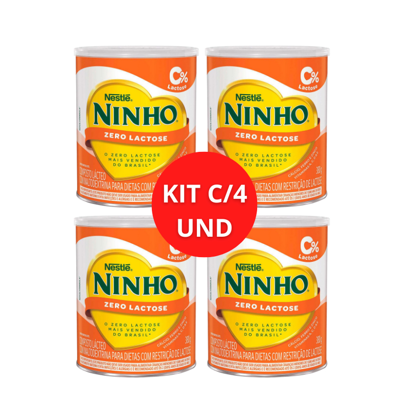 Kit 4 Composto Lácteo Ninho Forti+ Zero Lactose Nestlé a partir de 1 ano 380g Cada