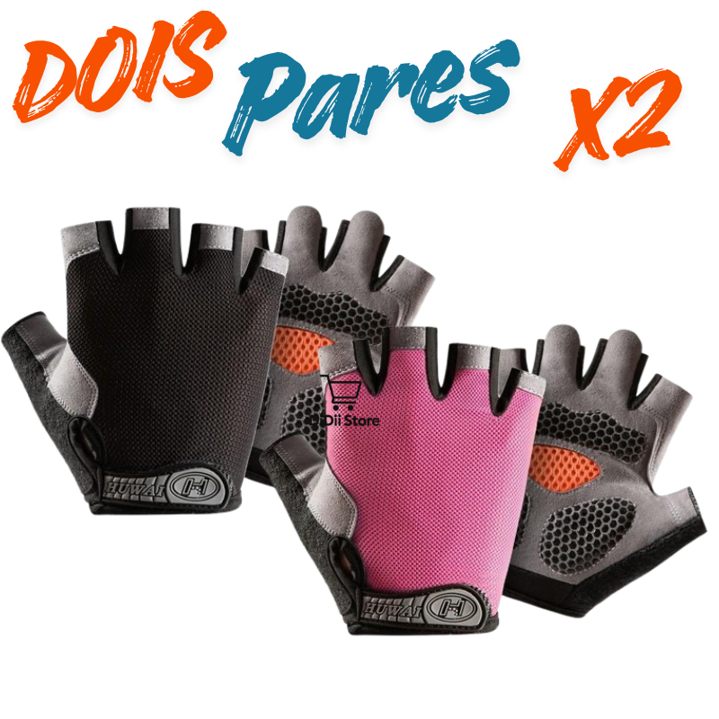 2 Pares Luvas Esportiva Meio Dedo Unissex Gel Antichoque, Respirável, ideal para Academia e Ciclismo
