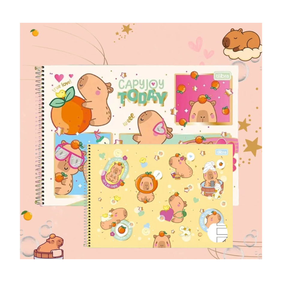 CADERNO ESPIRAL CAPA DURA MEIA PAUTA SPICE  40 FOLHAS (Unidade)Caderno Espiral Capa Dura Meia Pauta Ampliada Capivara Ca