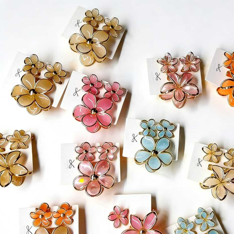 Kit 3 Piranhas de Flor Feminina – 1 Grande + 2 Pequenas | Acessório de Cabelo Delicado