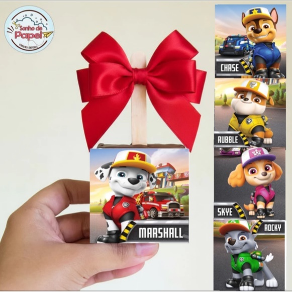 Papel Arroz para Brownie Patrulha Canina(Quadrados cortados  6 cm - 12 unidades)