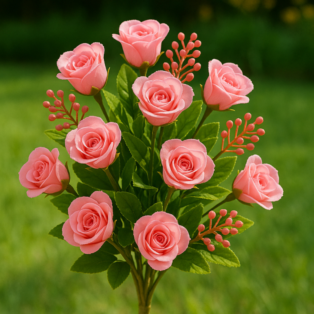 Buque 18 Flores Artificiais Linha Premium Confraternização Igreja Debutante Roseira Asiatica em Oferta na Shopee