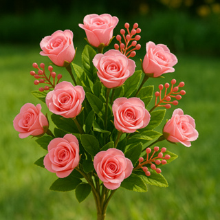 Buque 18 Flores Artificiais Linha Premium Confraternização Igreja Debutante Roseira Asiatica em Oferta na Shopee