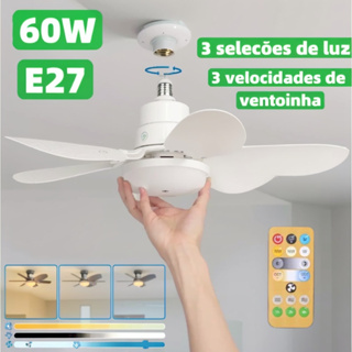 Ventilador De Teto Silencioso Wind Light Controle Remoto Lampada LED 60W 6 Folhas em Oferta na Shopee