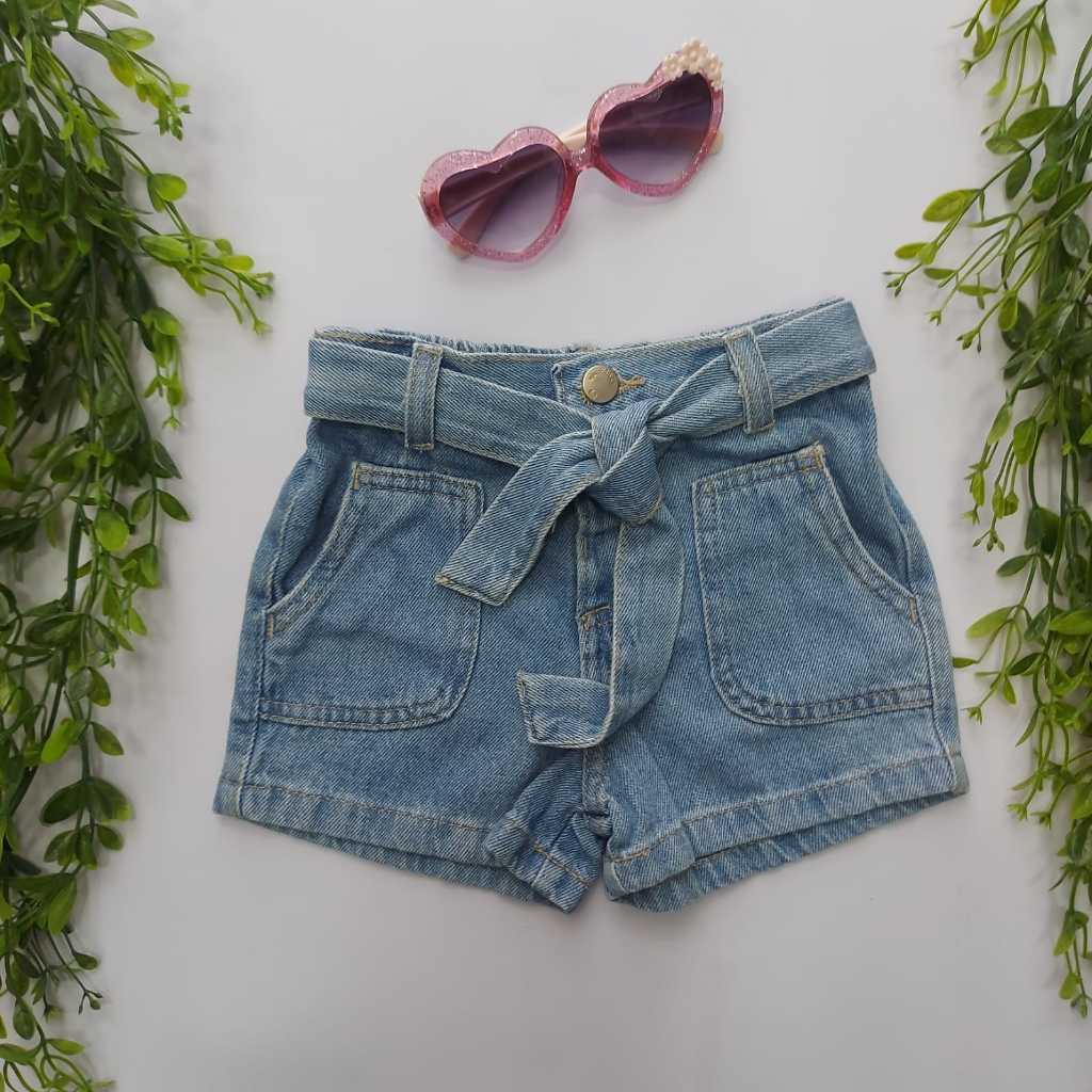 Shorts Jeans Infantil Bebe C/ Cintinho. em Oferta na Shopee