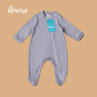 Macacão Amore de Bebê Pezinho Cinza com Zíper 100% Algodão em Oferta na Shopee