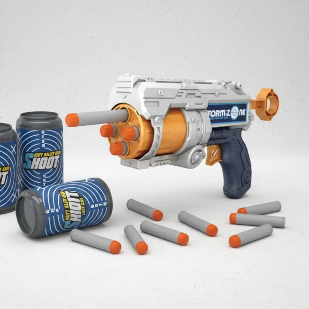 Pistola Lança 4 Dardos com 8 Munições 3 Alvos Arma de Briquedo Tipo Nerfs
