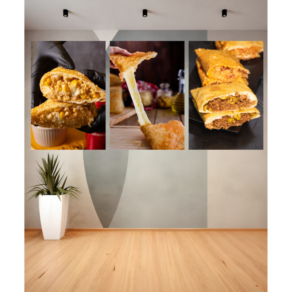 Kit 3 quadros decorativos pastel para sua pastelaria decoração em Oferta na Shopee