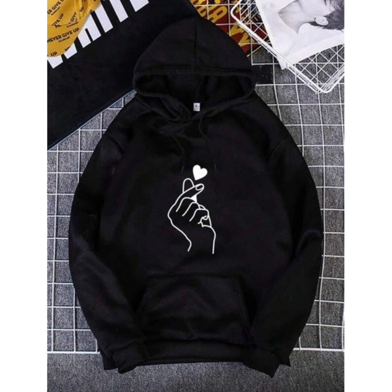 Moletom Feminino Blusa de Frio Canguru Moda Outono Inverno Mão Coreana Estampado Com bolso e capuz