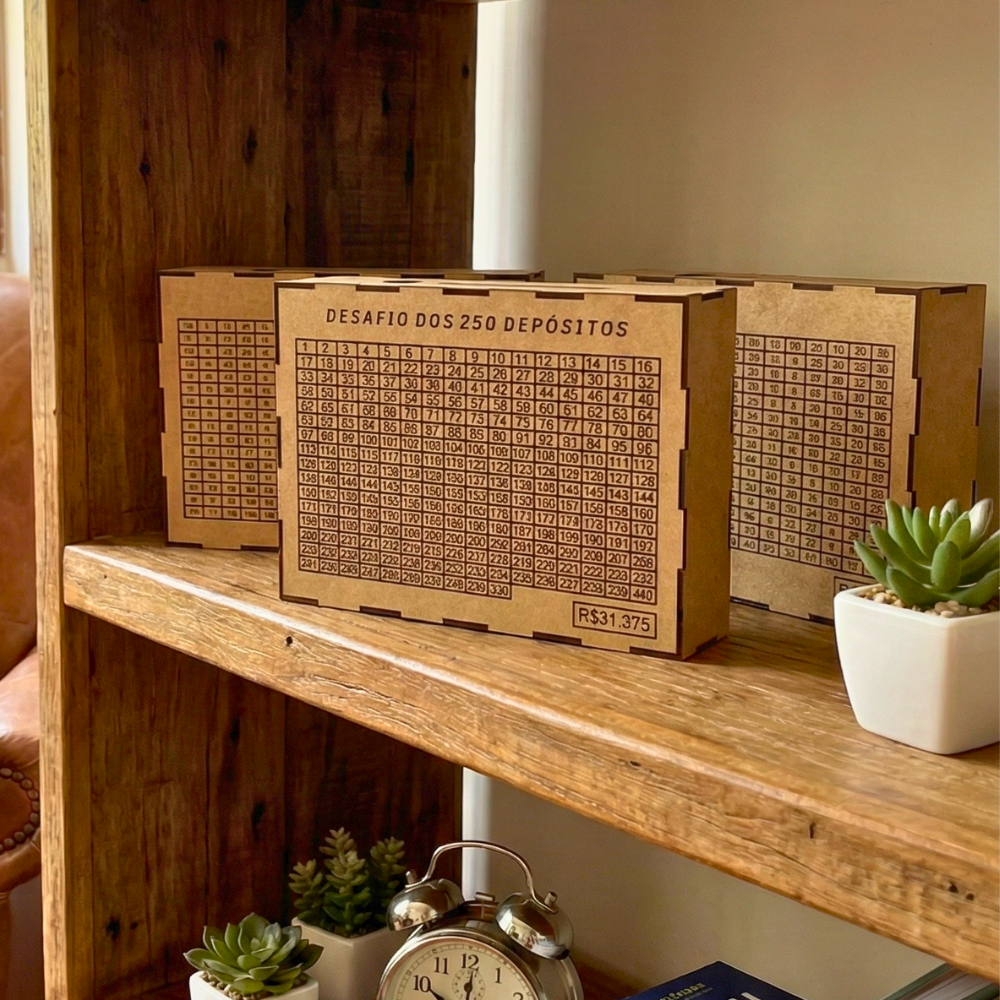Caixa Cofre Desafio 250 Depósitos Em MDF Cru Caixa Para Economizar Dinheiro
