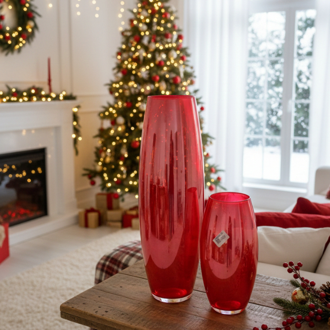 KIT VASO PICASSO E ROMULO... VERMELHO ESPELHADO PARA NATAL!