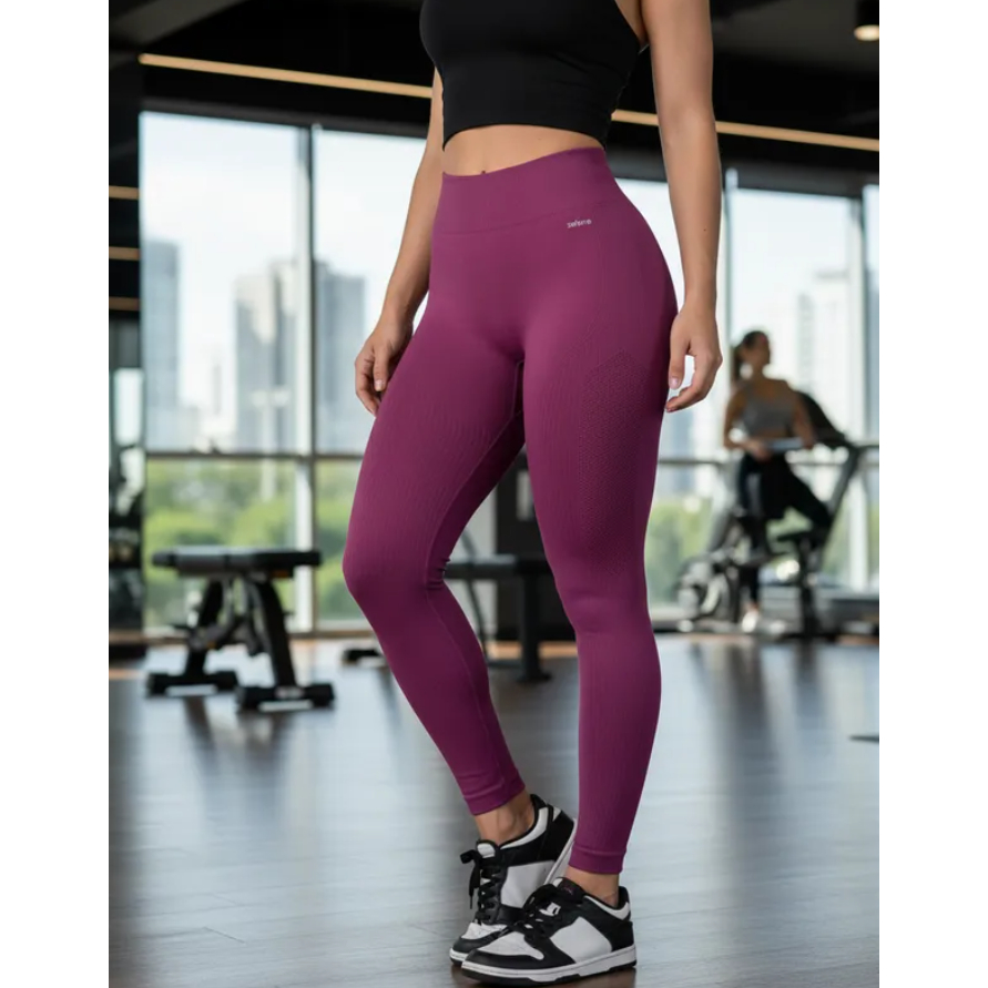 Calça Legging Sem Costura Selene Academia Fitness Detalhe Aerado Lateral Cintura Alta