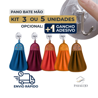 Kit Pano Microfibra Bate Mao + Gancho Adesivo Cozinha Prato Panos Limpeza Multiuso que Não Solta Fiapo em Oferta na Shopee