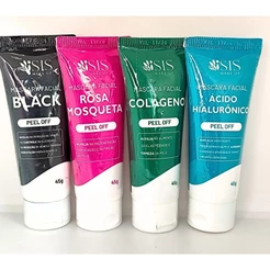 Máscara Facial Isis unidade ou kit, Rosa Mosqueta, Ácido Hialurônico, Black e Colágeno – 45g em bisnaga (Lançamento)