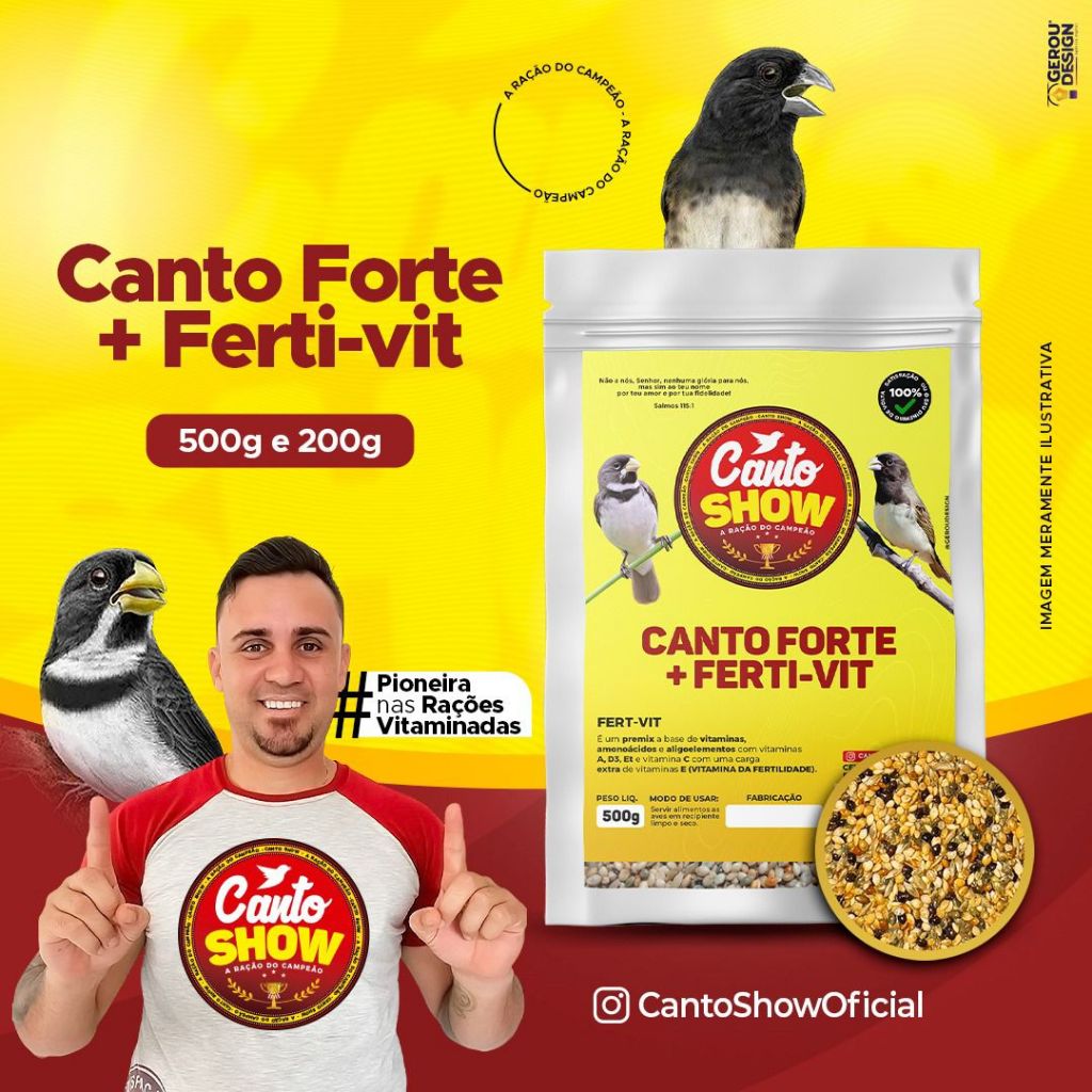 Ração Canto Forte com Ferti-vit da Canto Show - 500g em Oferta na Shopee