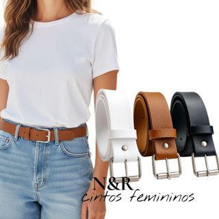 Kit 3 Cintos feminino 3 cm Largos - Fivela Prata da Moda- Bella em Oferta na Shopee