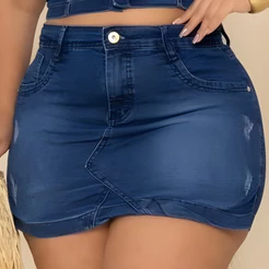 Short Saia Jeans Plus Size Feminino com Lycra – Conforto e Estilo do 46 ao 56