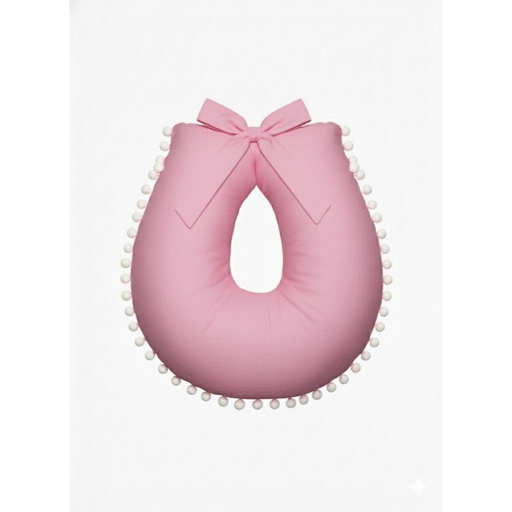 Almofada para Amamentação com Pompom Zíper e Laço Enxoval do Bebê e Mamãe
