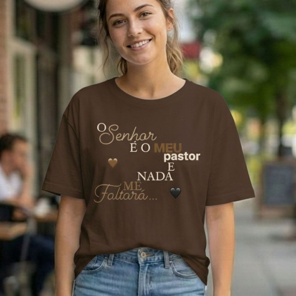Camiseta Infantil Juvenil Adulto Masculina Feminina Blusa Evangélica Gospel O Senhor É o Meu Pastor