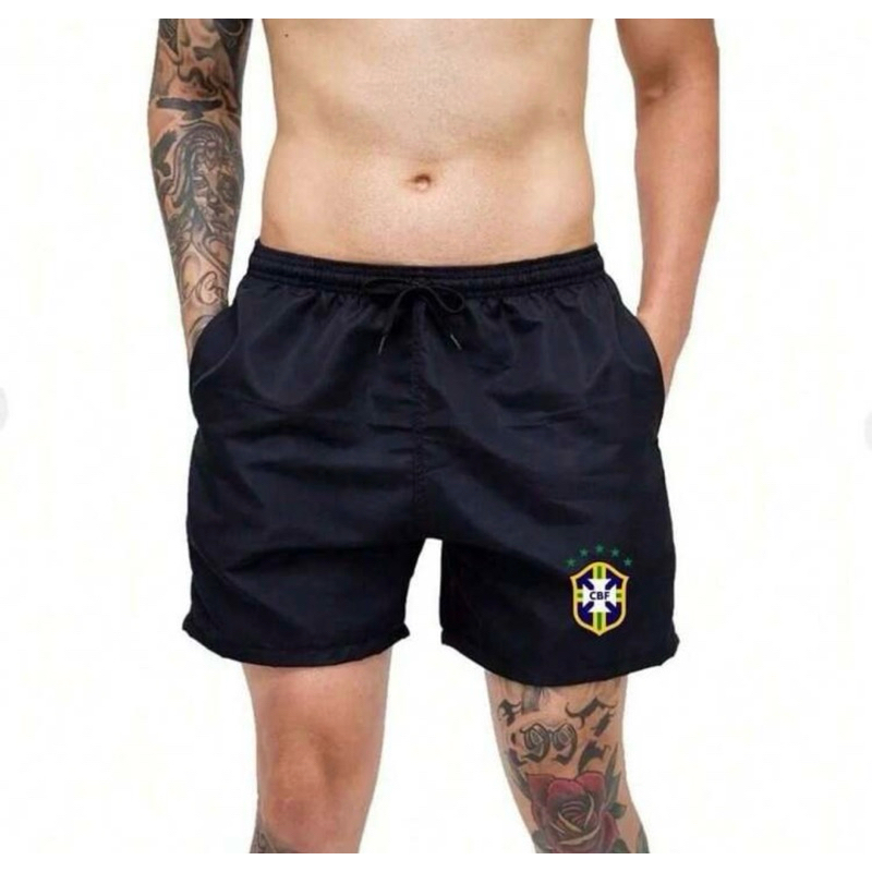 Short Tactel Bermuda Mauricinho Praia Seleção Brasil Futebol