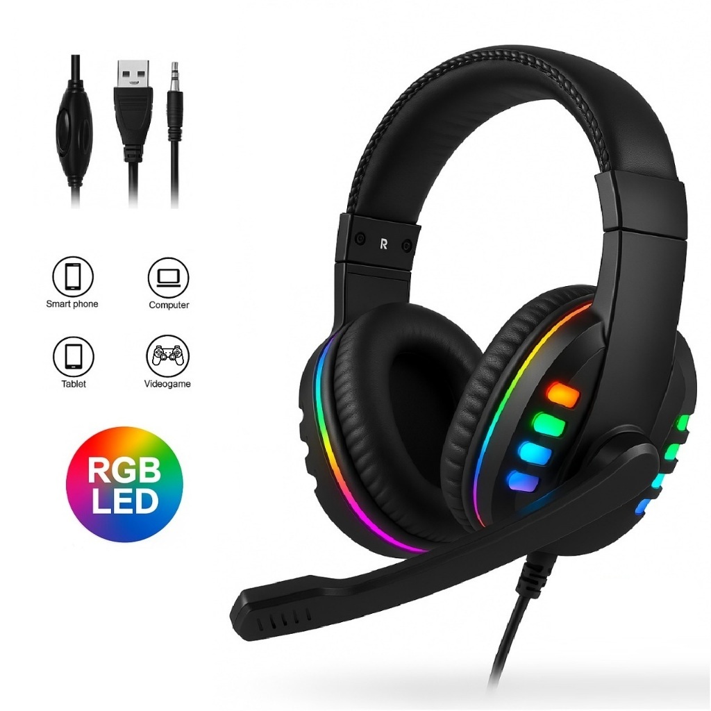 Fone Gamer LED Rgb com Microfone USB para Pc Computador Headphone Videogame — R$ 43,95 em Shopee, 50% OFF