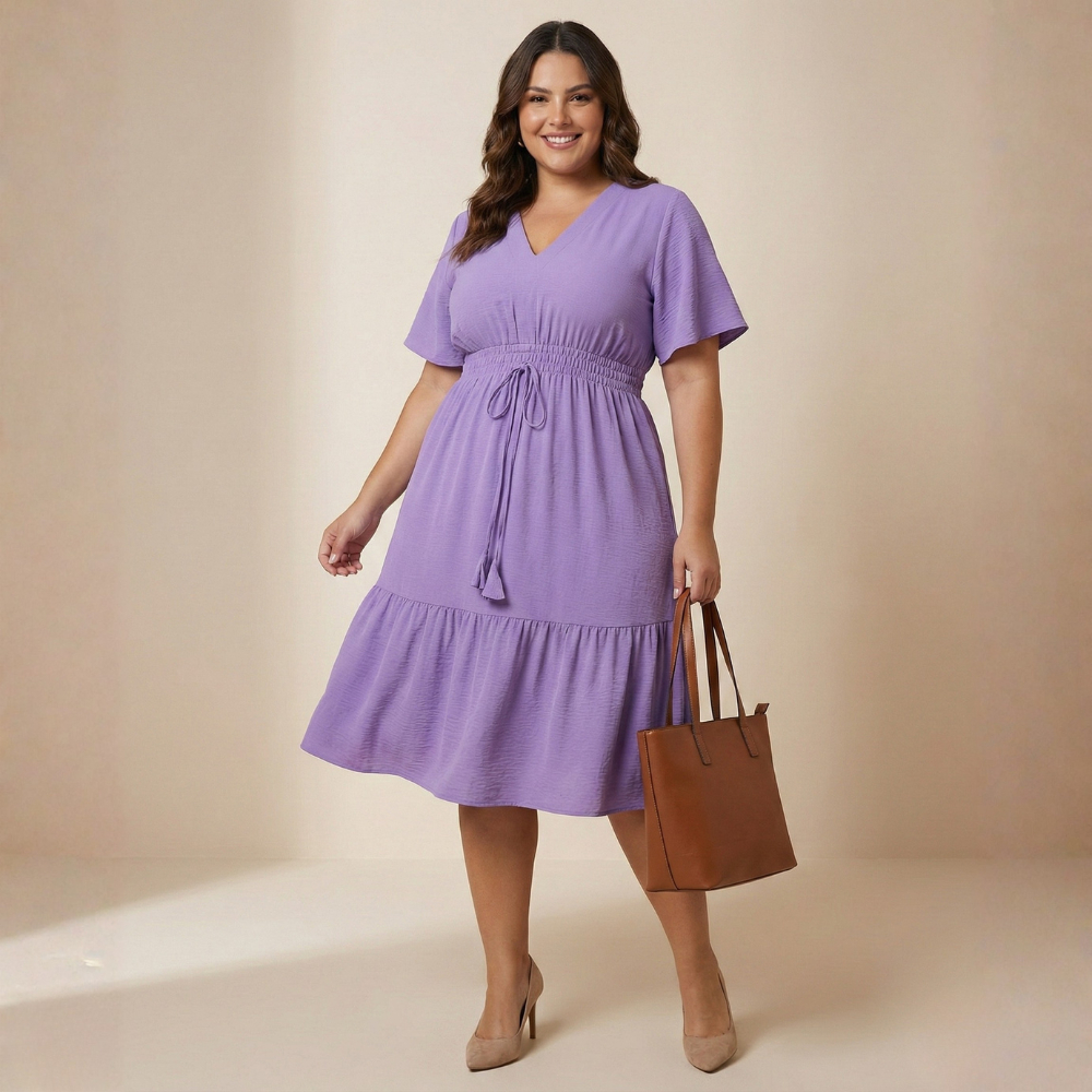 Vestido Midi Plus Size 48 ao 58 Soltinho Feminini Cuves não amassa em Oferta na Shopee