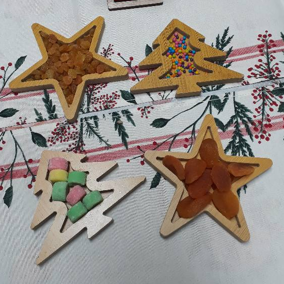 Petisqueira de Natal Biscoito – Petisqueira de Madeira – Prato para Petiscos e Aperitivos