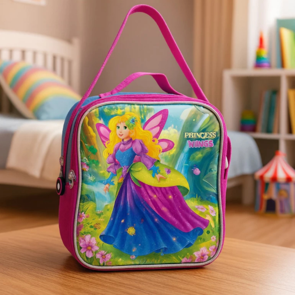 Lancheira Infantil Princesa Térmica Rosa 3L Alça de Mão, Zíper e Isolamento