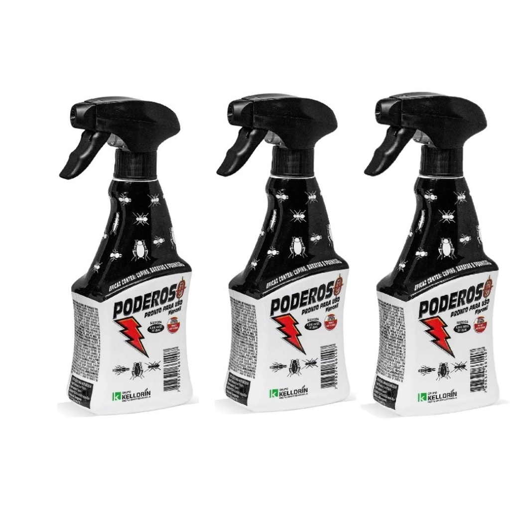 3 Poderoso Pronto Uso 500ml - Inseticida Uso Domestico Eficaz contra Cupins, Baratas e Formigas