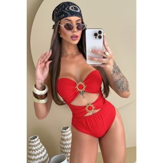 Body  Maiô Tomara que Caia  Luxo - Detalhes Sol Dourado Fivela e Com Bojo Detalhe Barriga em Oferta na Shopee