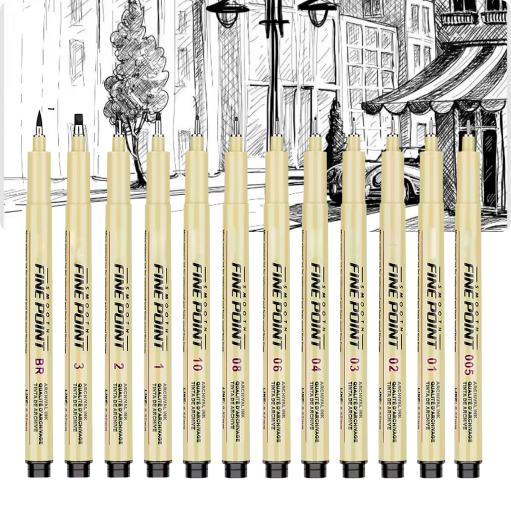 Kit 12 Caneta Nanquim Profissional Brush Letter Desenho Artístico Mangá Caligrafia