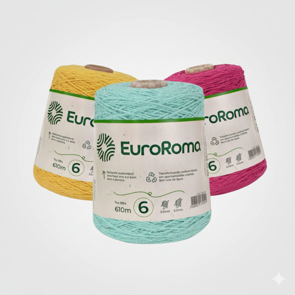 Barbante Para Crochê Euroroma 600g Fio 6 Entrega Rápida Lindas Cores em Oferta na Shopee