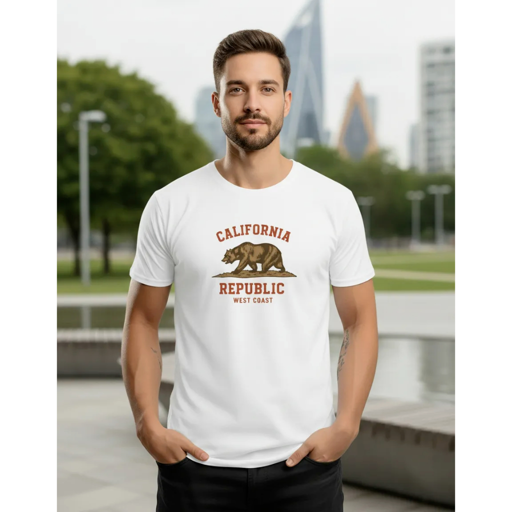 Camiseta California Republic Unissex Estampada Algodão Premium Estilo Moderno Confortável Lançamento Envio Rapido