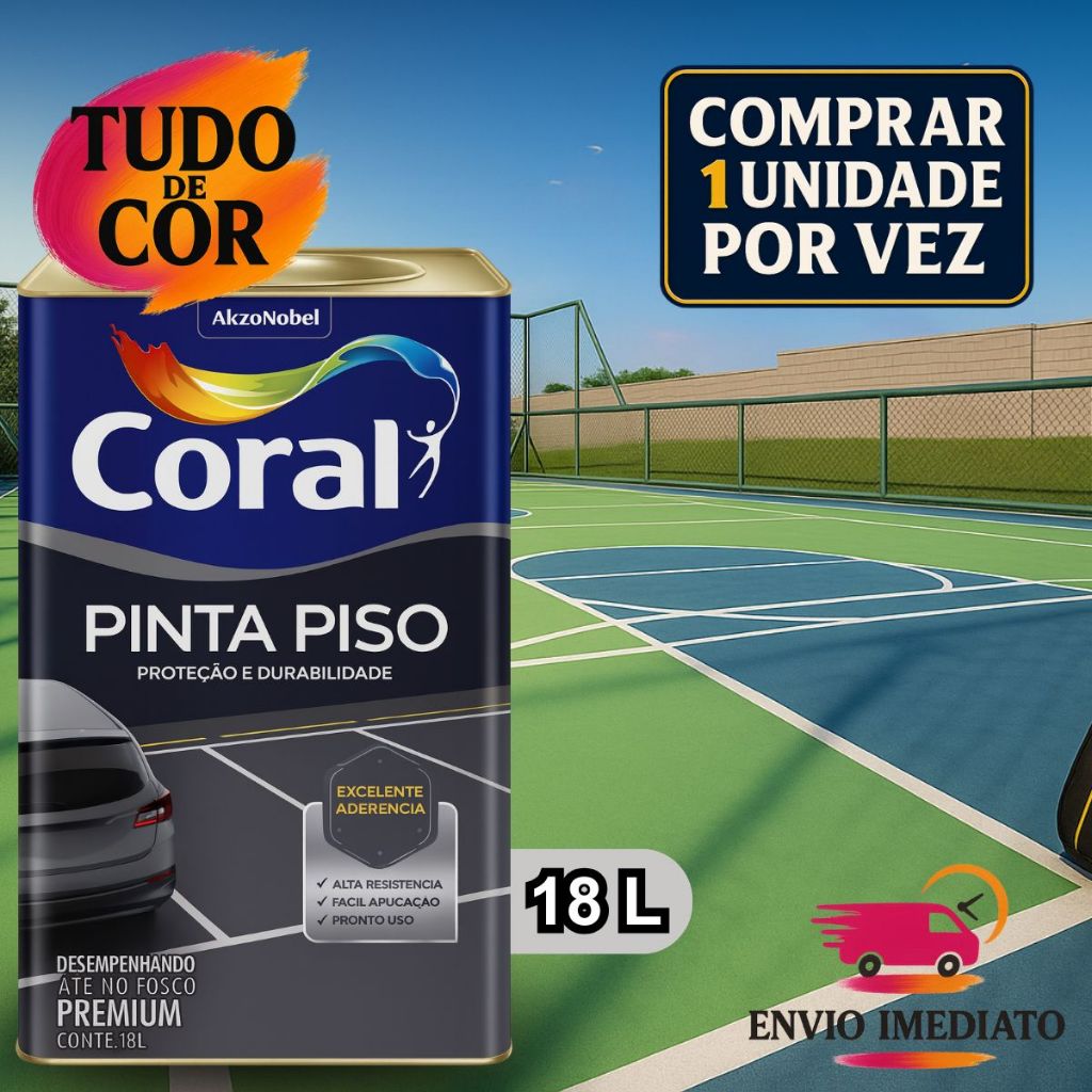 Tinta Acrílica Coral Pinta Piso 18L Premium, Para Áreas Externas, Concretos, Garagens, Calçadas em Oferta na Shopee