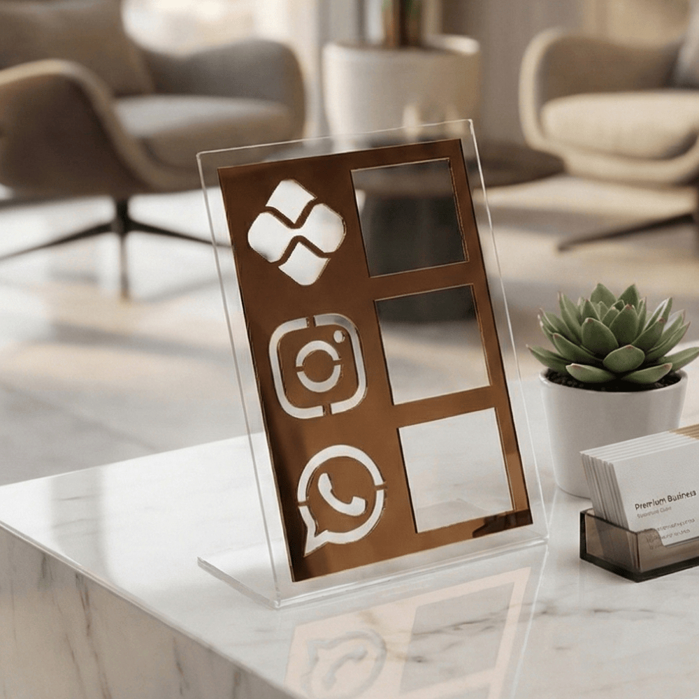 Placa Display Pix, Redes Sociais e Contato 3 em 1